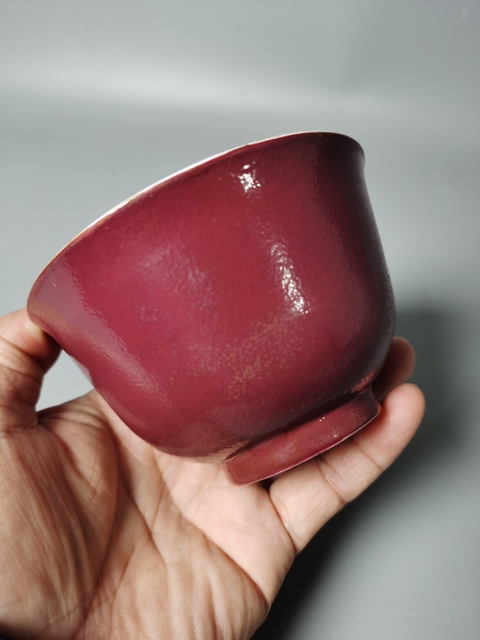 古玩陶瓷胭脂紅茶圓真品鑒賞圖