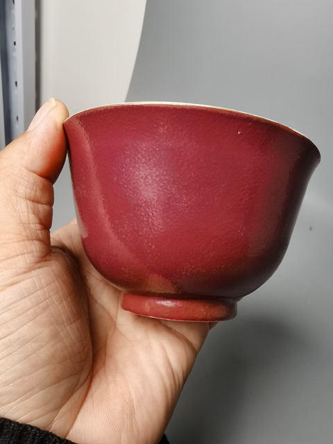 古玩陶瓷胭脂紅茶圓真品鑒賞圖