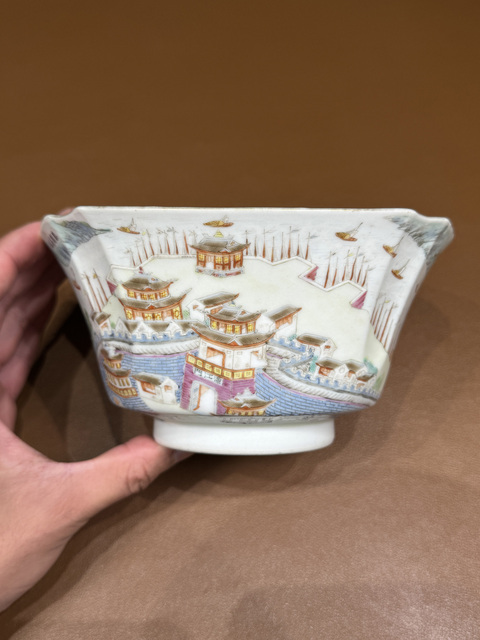 古玩陶瓷滕閣高風粉彩倭角碗真品鑒賞圖