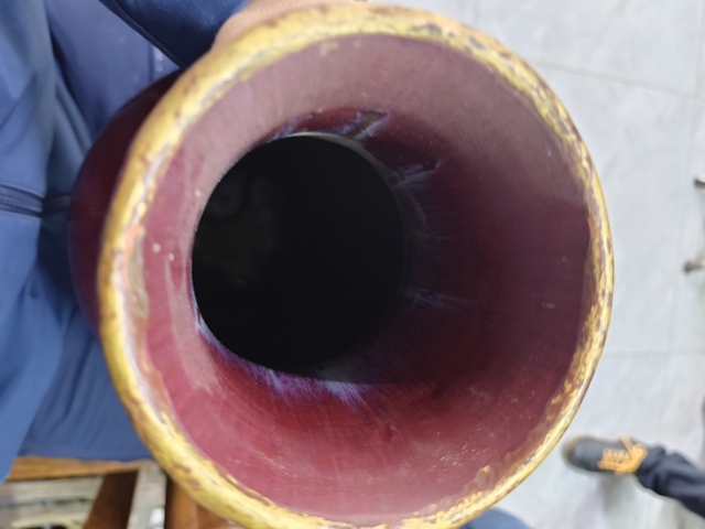 古玩陶瓷紅釉截口瓶真品鑒賞圖