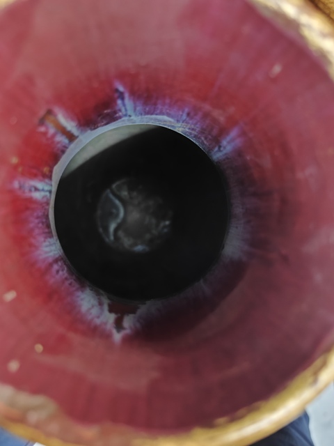 古玩陶瓷紅釉截口瓶真品鑒賞圖