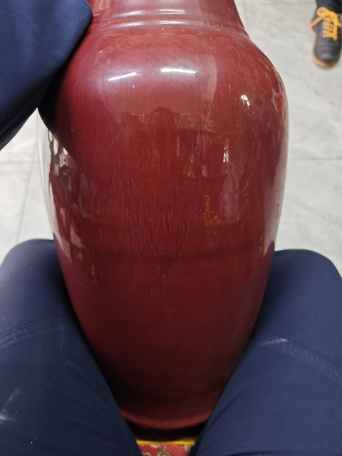 古玩陶瓷紅釉截口瓶真品鑒賞圖