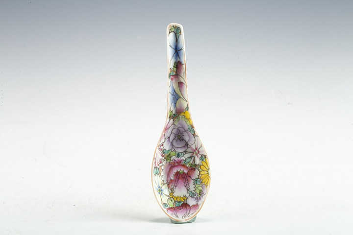 古玩陶瓷民國·粉彩百花不落地紋湯勺一對拍賣，當前價格480元