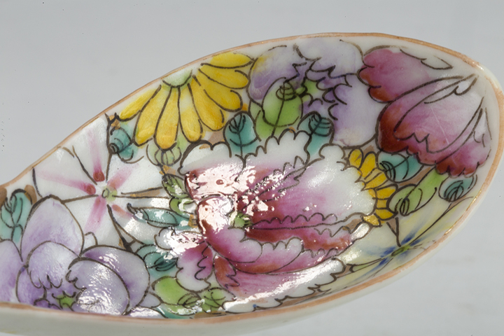 古玩陶瓷民國·粉彩百花不落地紋湯勺一對拍賣，當前價格480元