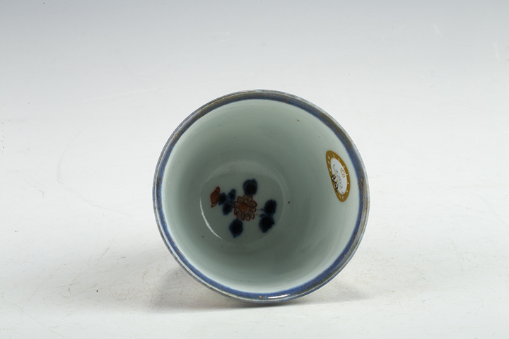 古玩陶瓷清康熙·青花礬紅描金花卉紋鈴鐺杯真品鑒賞圖