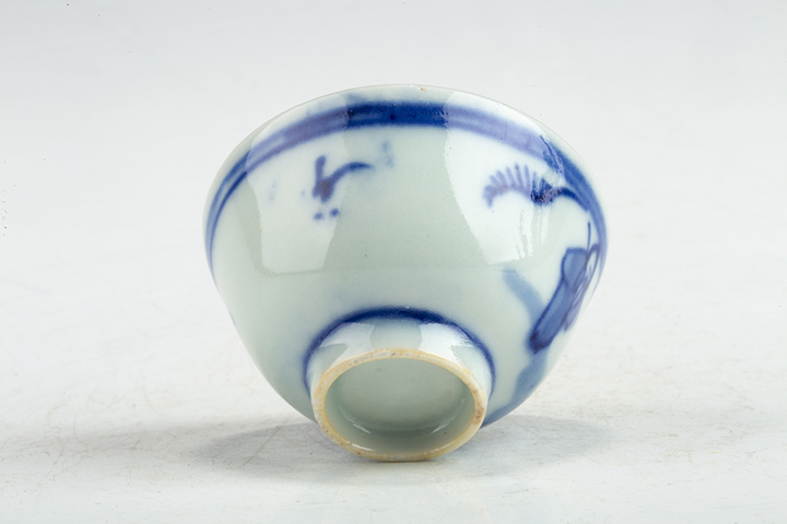 古玩陶瓷清晚·青花福祿壽三星人物紋杯真品鑒賞圖