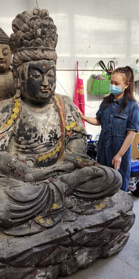 古玩雜項木雕菩薩真品鑒賞圖