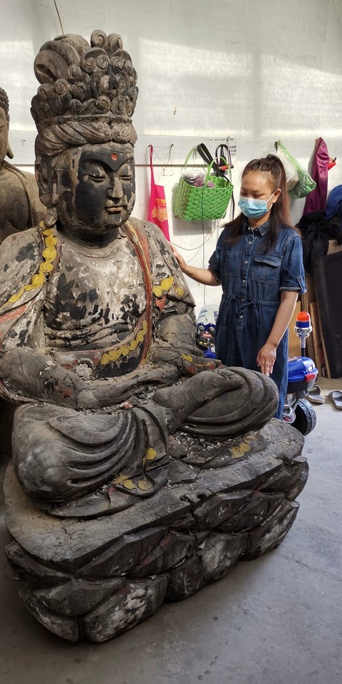 古玩雜項木雕菩薩真品鑒賞圖