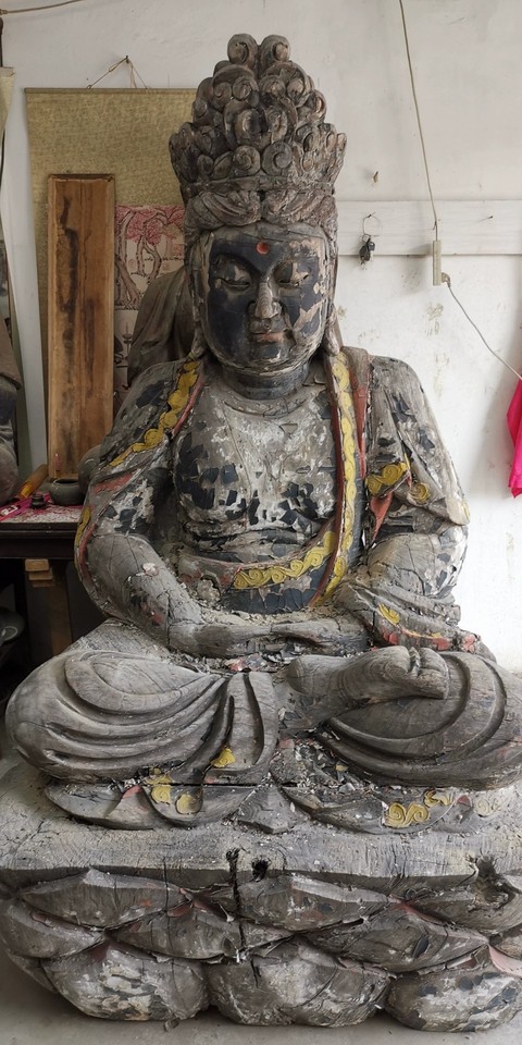 古玩雜項木雕菩薩真品鑒賞圖