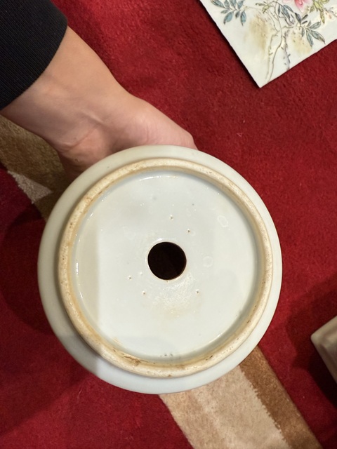 古玩陶瓷畢伯濤款花鳥紋花盆真品鑒賞圖