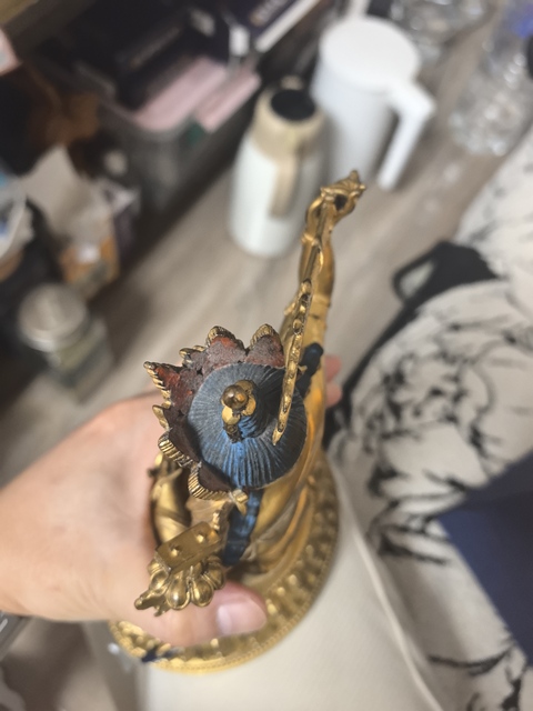 古玩銅器銅鎏金文殊菩薩真品鑒賞圖