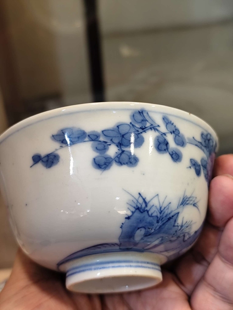 古玩陶瓷青花花卉紋茶圓（日本）真品鑒賞圖