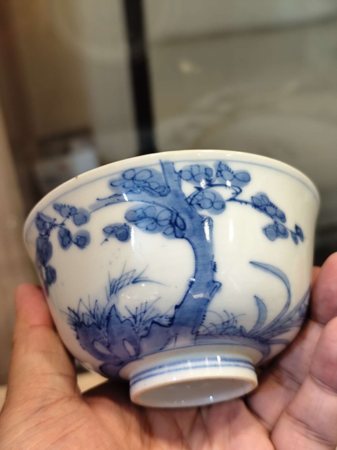 古玩陶瓷青花花卉紋茶圓（日本）真品鑒賞圖