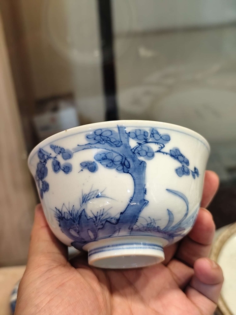 古玩陶瓷青花花卉紋茶圓（日本）真品鑒賞圖