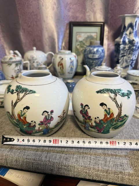 古玩陶瓷粉彩人物故事紋罐真品鑒賞圖