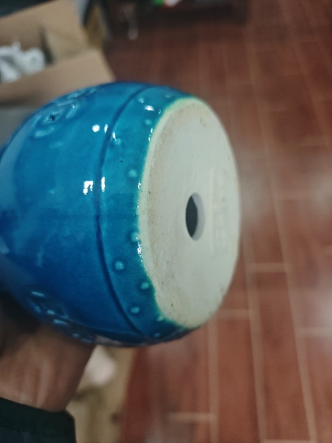 古玩陶瓷孔雀藍(lán)釉獅子塑像真品鑒賞圖