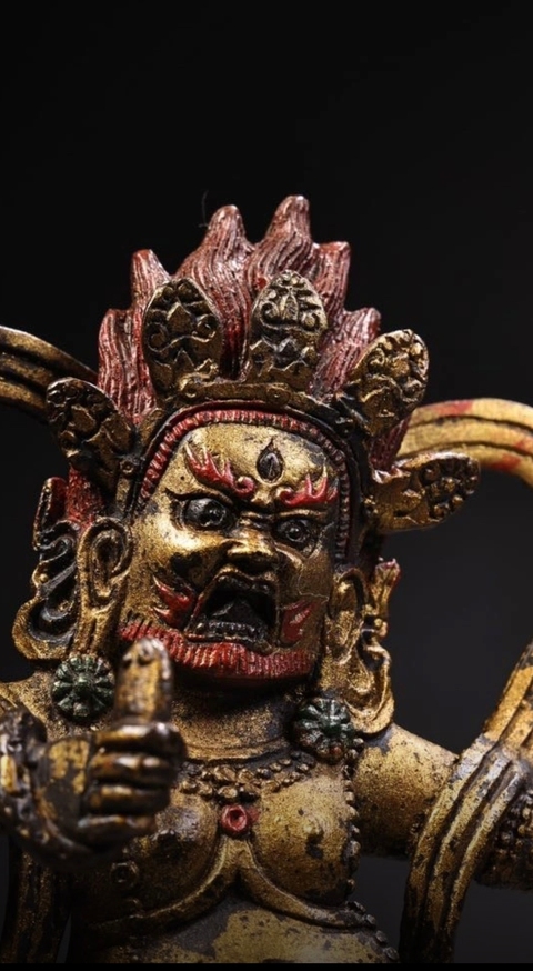 古玩銅器白財神像。真品鑒賞圖