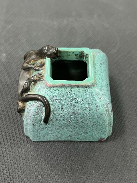 古玩陶瓷爐鈞釉四方水盂真品鑒賞圖