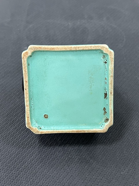 古玩陶瓷爐鈞釉四方水盂真品鑒賞圖