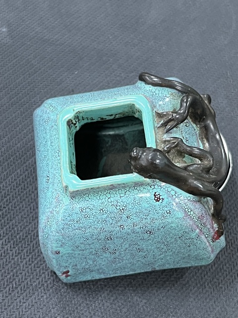 古玩陶瓷爐鈞釉四方水盂真品鑒賞圖