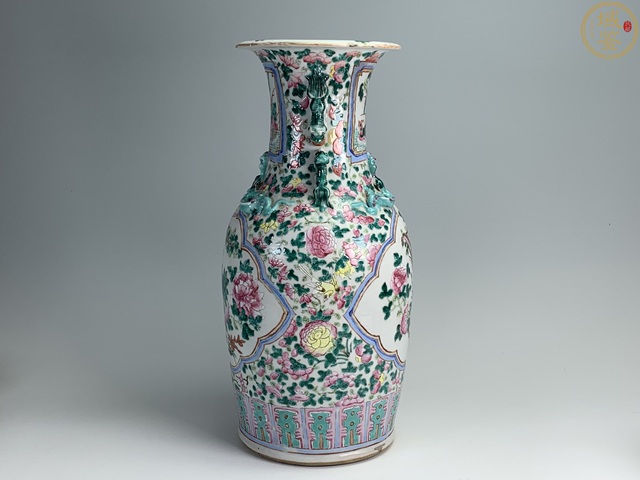 古玩陶瓷花鳥紋粉彩瓶真品鑒賞圖