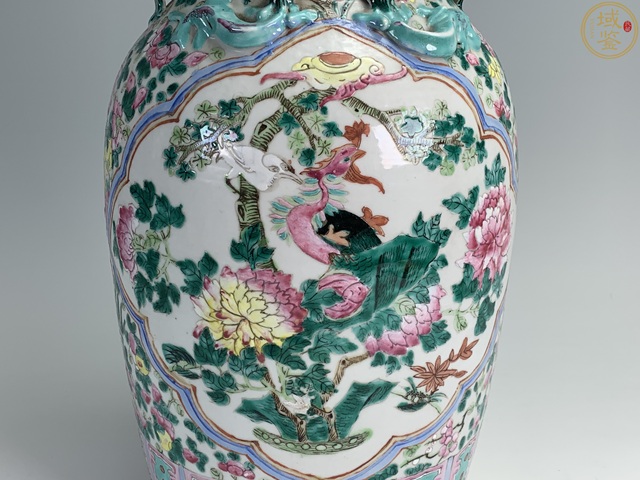 古玩陶瓷花鳥紋粉彩瓶真品鑒賞圖