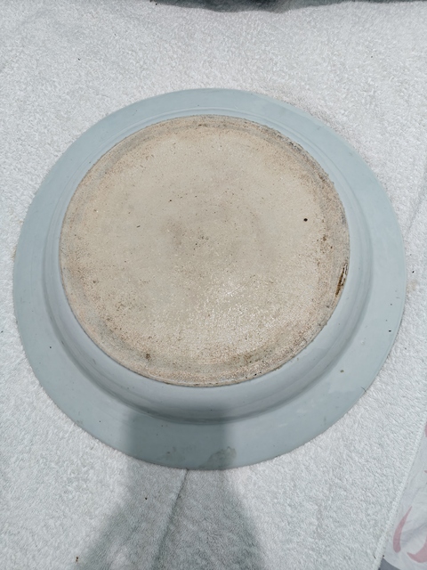 古玩陶瓷庭院鳳凰牡丹紋青花盤真品鑒賞圖