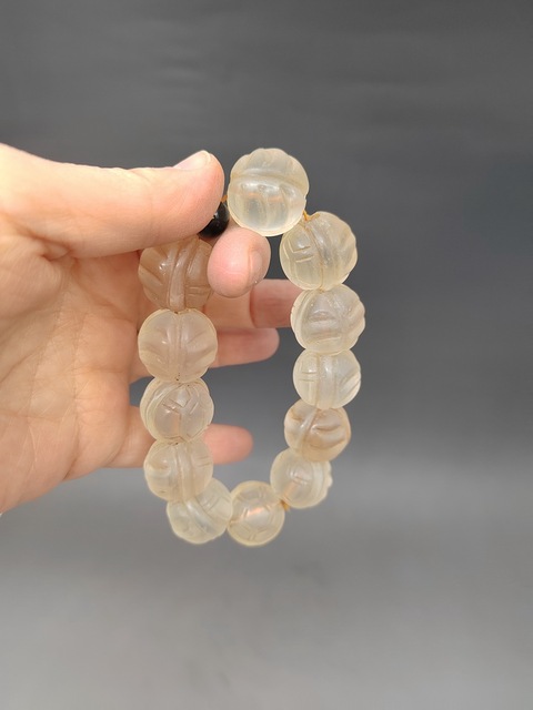 古玩玉器白水晶手串真品鑒賞圖