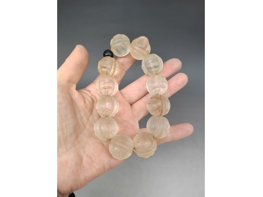 古玩玉器白水晶手串真品鑒賞圖