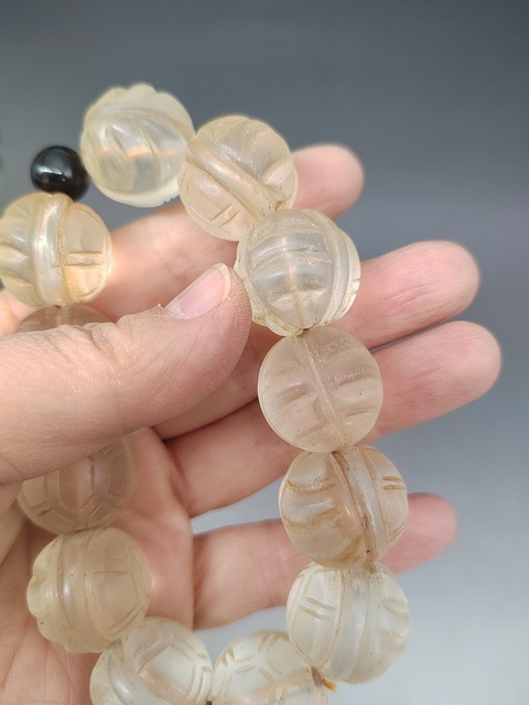 古玩玉器白水晶手串真品鑒賞圖