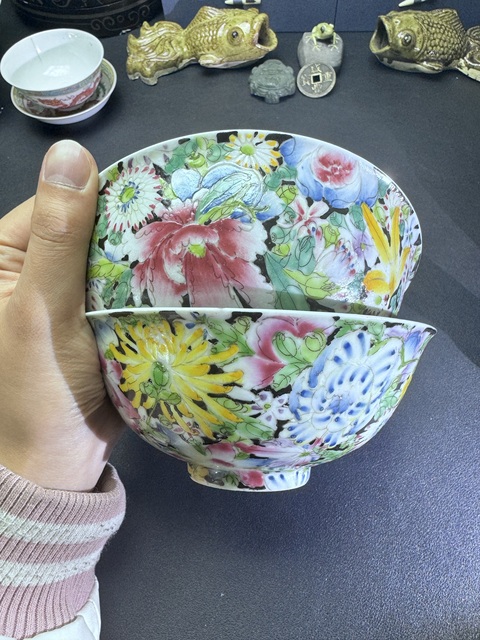 古玩陶瓷民國粉彩百花碗真品鑒賞圖