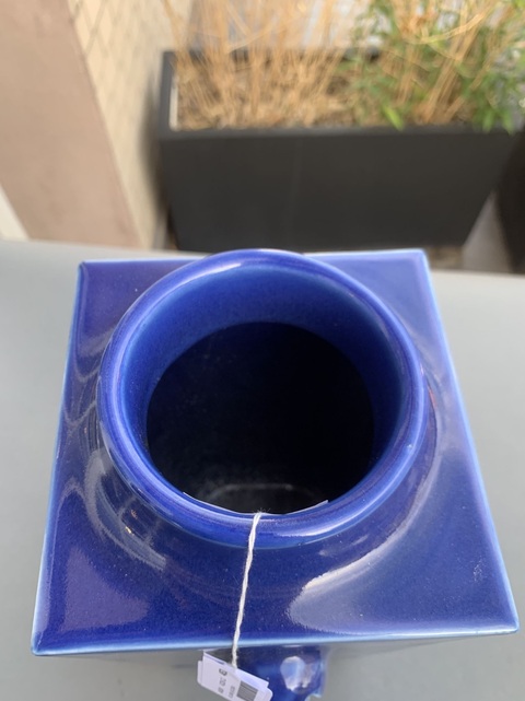 古玩陶瓷清同治霽藍釉象耳琮式瓶真品鑒賞圖