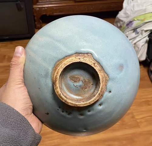 古玩陶瓷鈞窯天藍釉大碗真品鑒賞圖