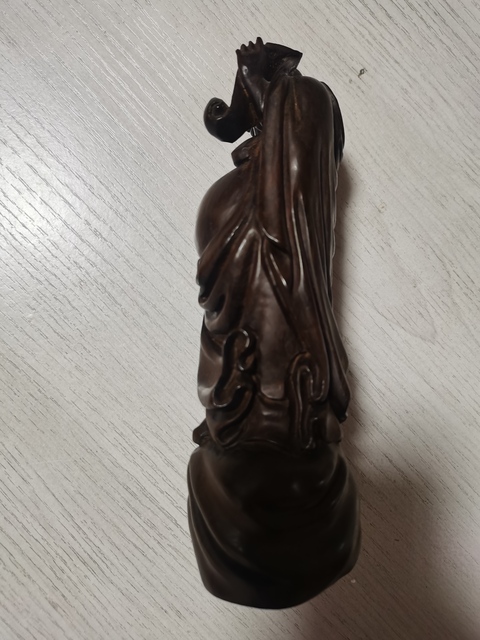 古玩雜項(xiàng)木雕布袋和尚立像真品鑒賞圖