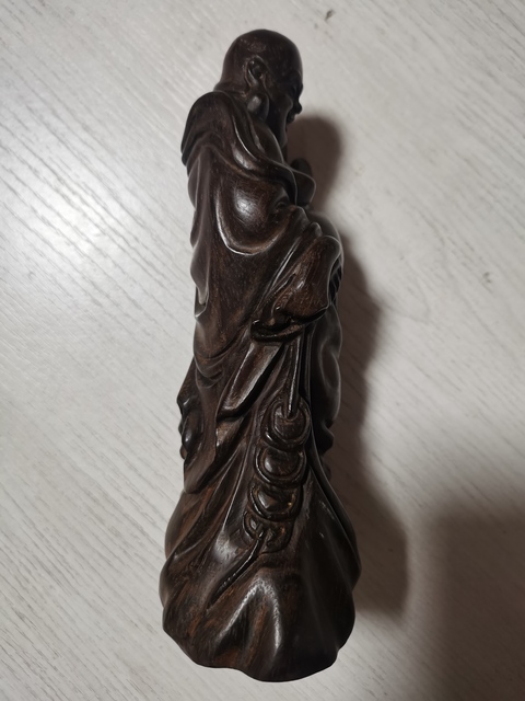 古玩雜項(xiàng)木雕布袋和尚立像真品鑒賞圖