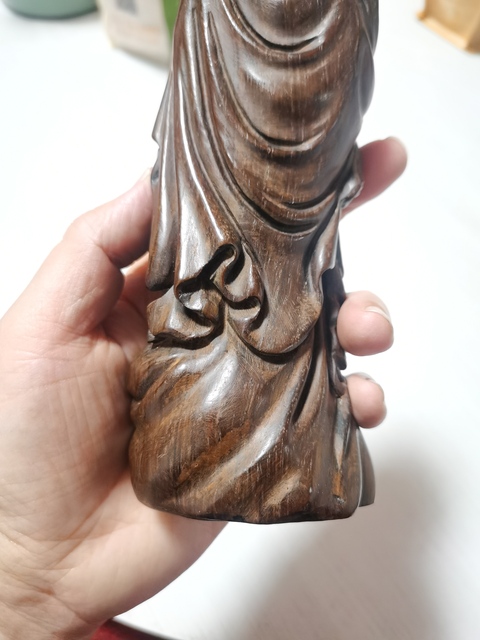 古玩雜項(xiàng)木雕布袋和尚立像真品鑒賞圖