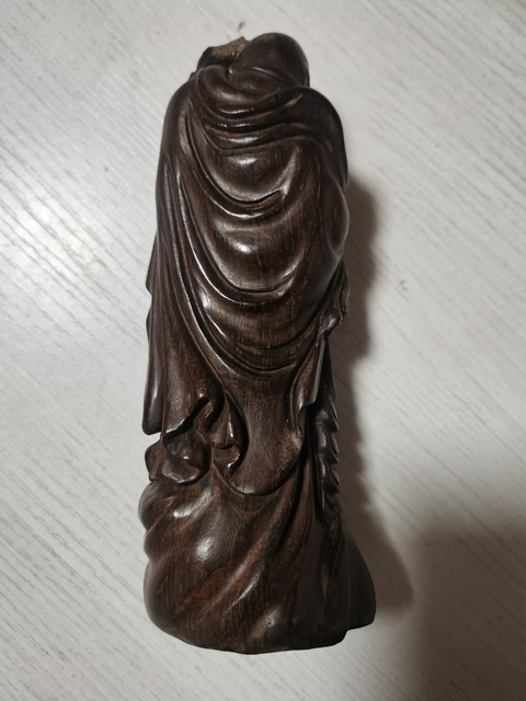 古玩雜項(xiàng)木雕布袋和尚立像真品鑒賞圖