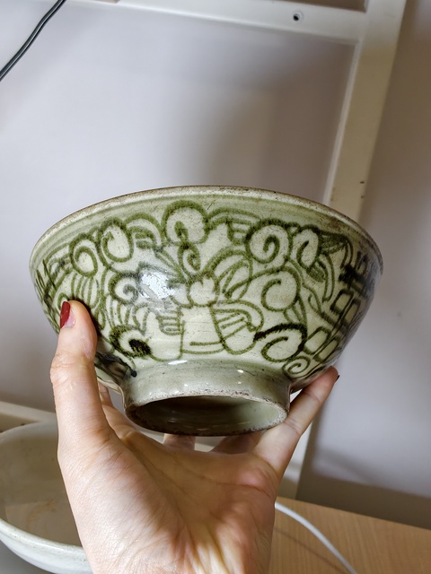 古玩陶瓷青花纏枝喜字碗真品鑒賞圖