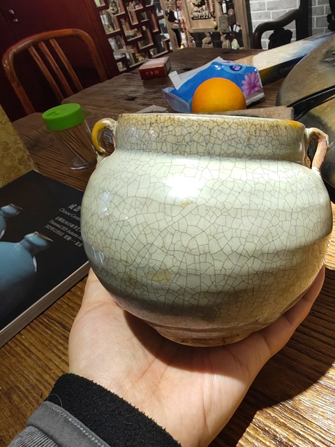 古玩陶瓷鈞窯天藍釉雙系罐真品鑒賞圖