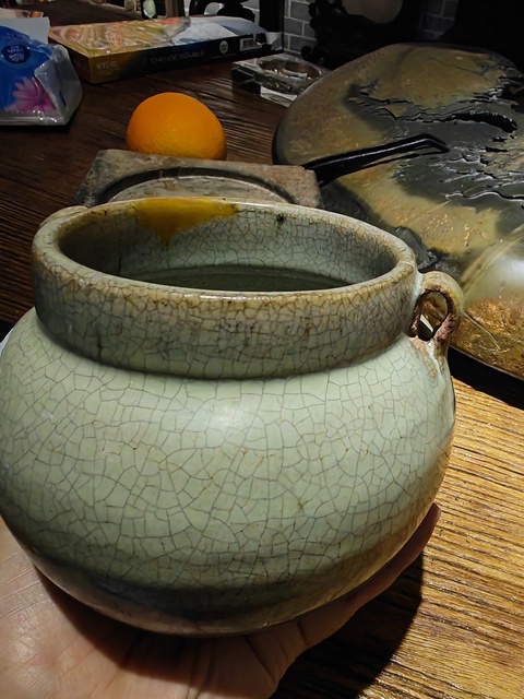 古玩陶瓷鈞窯天藍釉雙系罐真品鑒賞圖