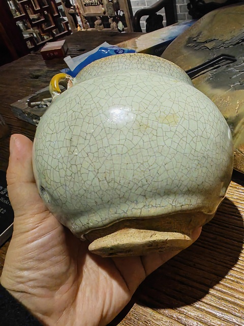 古玩陶瓷鈞窯天藍釉雙系罐真品鑒賞圖