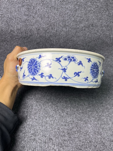 古玩陶瓷青花西番蓮一品大蓋鍋真品鑒賞圖