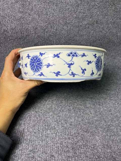 古玩陶瓷青花西番蓮一品大蓋鍋真品鑒賞圖