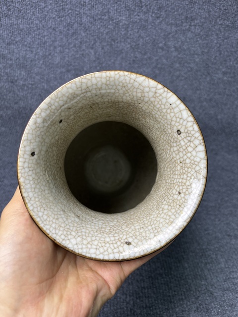 古玩陶瓷哥釉五彩人物故事紋橄欖尊真品鑒賞圖