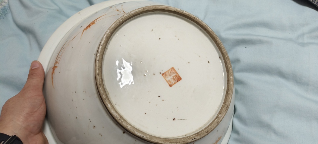 古玩陶瓷金玉滿堂刀馬人粉彩凈手盆真品鑒賞圖