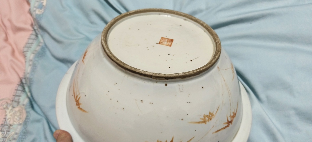 古玩陶瓷金玉滿堂刀馬人粉彩凈手盆真品鑒賞圖