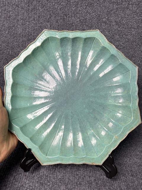 古玩陶瓷爐鈞釉八方大盤真品鑒賞圖