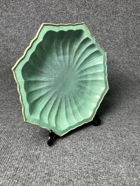 古玩陶瓷爐鈞釉八方大盤真品鑒賞圖