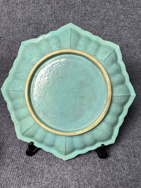 古玩陶瓷爐鈞釉八方大盤真品鑒賞圖