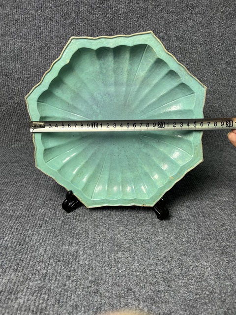 古玩陶瓷爐鈞釉八方大盤真品鑒賞圖